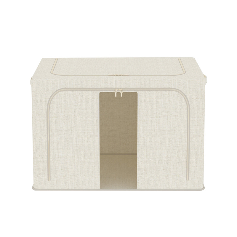 Caja de almacenamiento plegable de arpillera natural con marco de acero