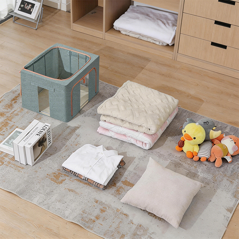 Organizador de caja de almacenamiento de ropa de lino para el hogar