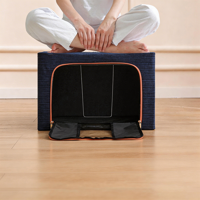 Caja de almacenamiento de acero catiónico plegable con ventana Caja de almacenamiento de acero catiónico plegable con ventana