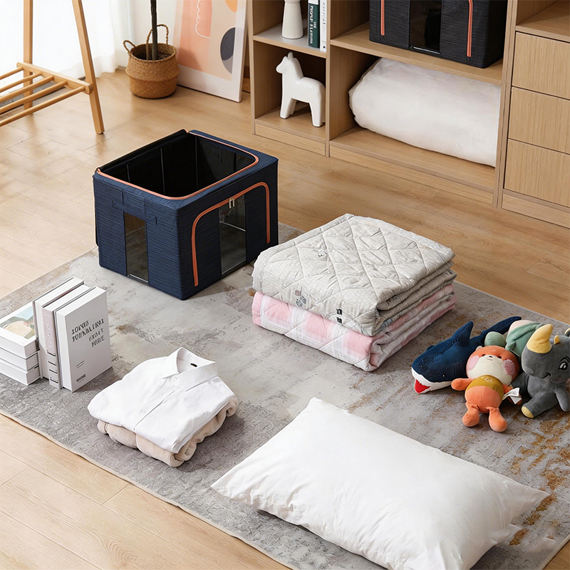 Caja de almacenamiento de acero catiónico plegable con ventana Caja de almacenamiento de acero catiónico plegable con ventana