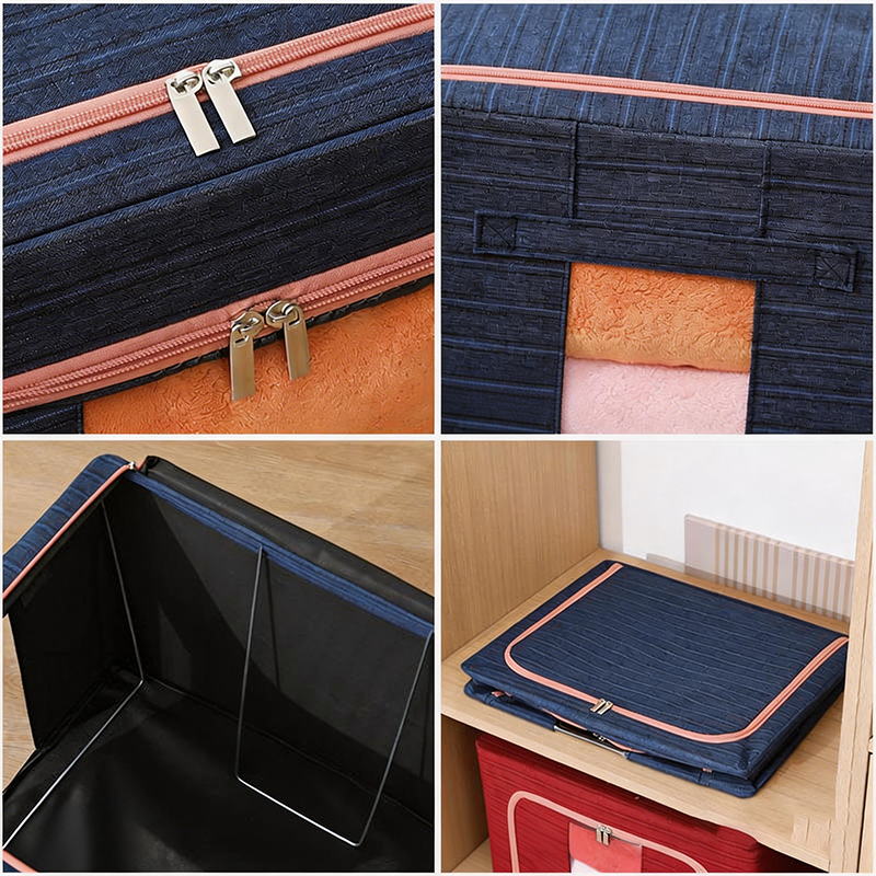 Caja de almacenamiento de acero catiónico plegable con ventana Caja de almacenamiento de acero catiónico plegable con ventana