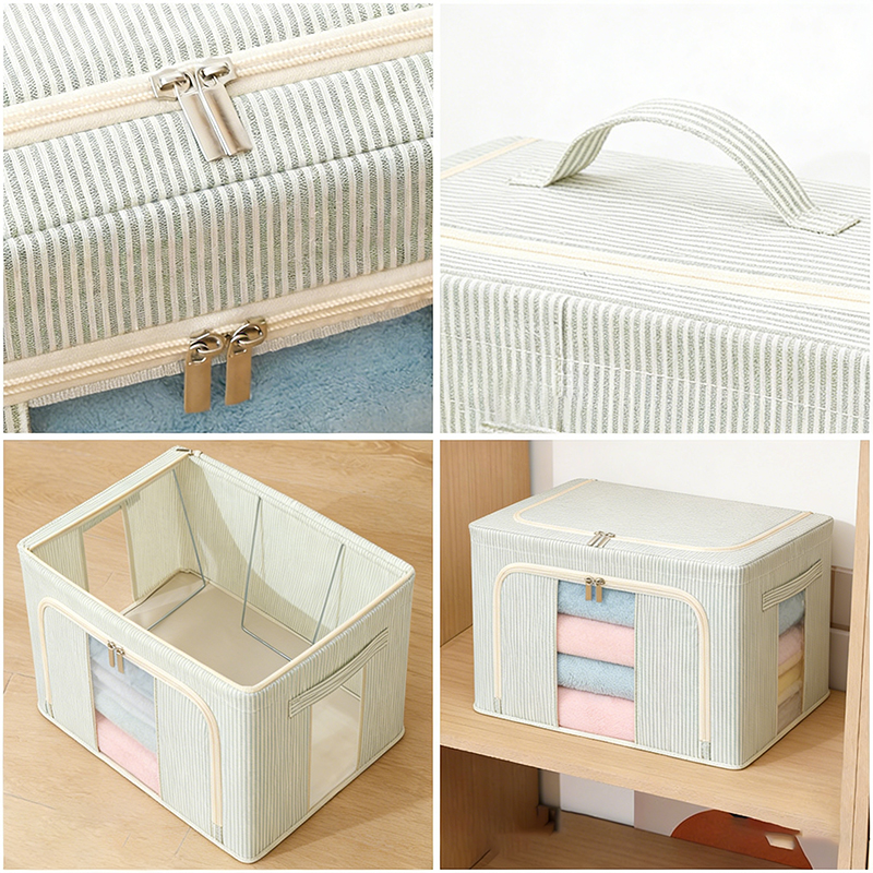 Caja de almacenamiento apilable plegable de tela de lino