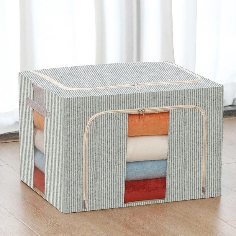Caja de almacenamiento apilable plegable de tela de lino