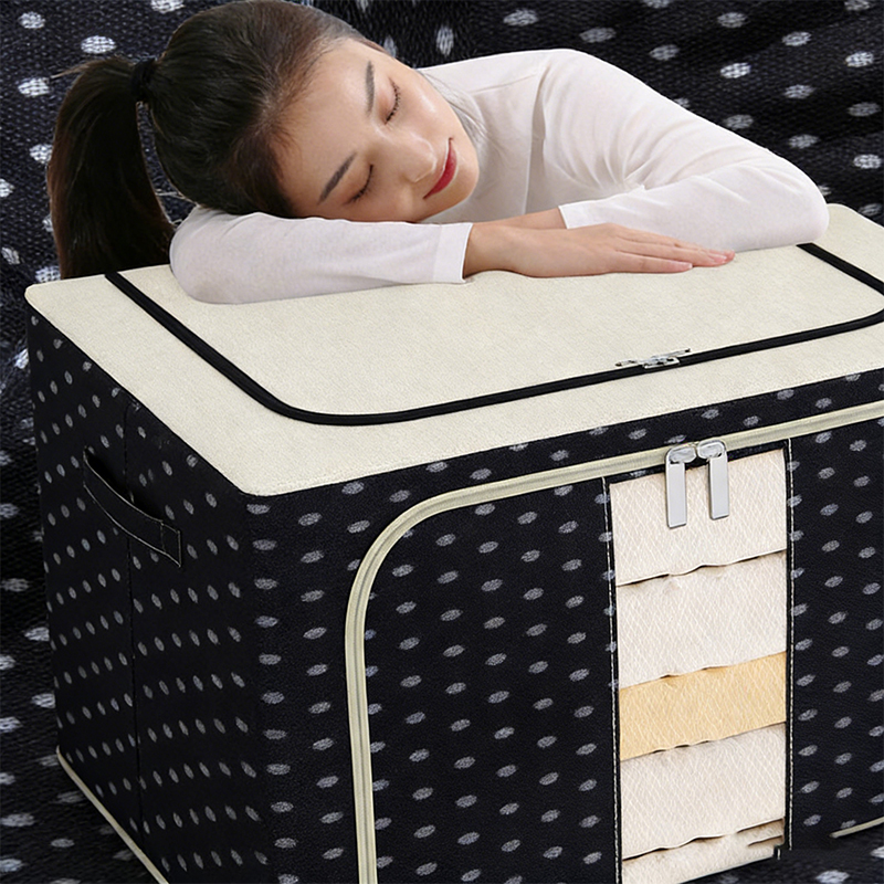 Inicio Polka Dot Caja de almacenamiento de ropa de tela Oxford