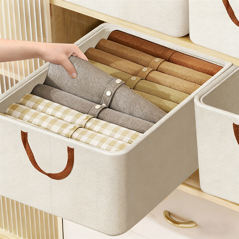 Organizador de armario con caja de almacenamiento y cajón de lino y algodón Organizador de armario con caja de almacenamiento y cajón de lino y algodón