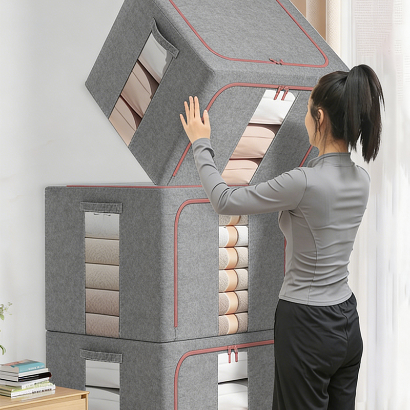 Organizador de caja de almacenamiento de lino y algodón para el hogar